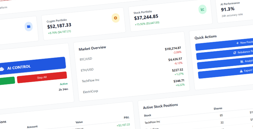 Cryptocurrency trading dashboard